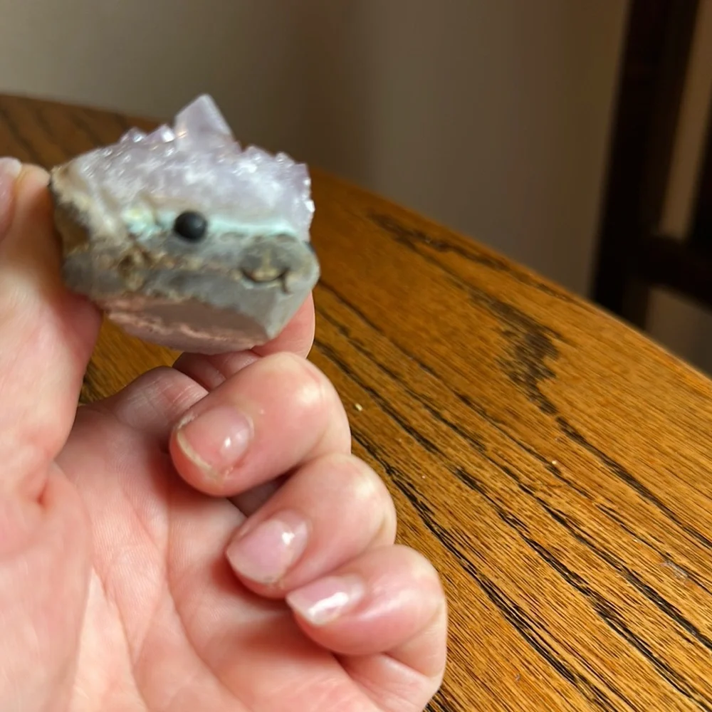 Amethyst Crystal Smiling Happy Hedgehog